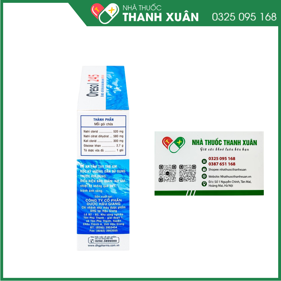 Oresol 245 DHG Pharma bù nước, bổ sung chất điện giải, điều trị mất nước do tiêu chảy